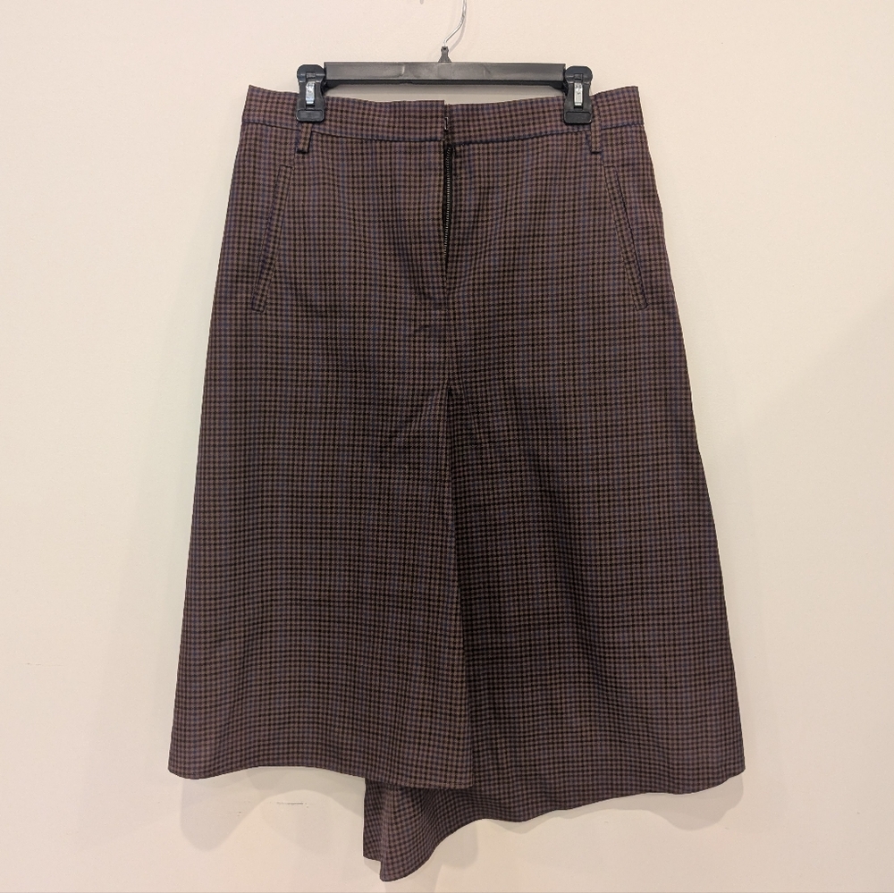 Tibi Brown And Purple Checkered Assymetrical Women's Skirt
